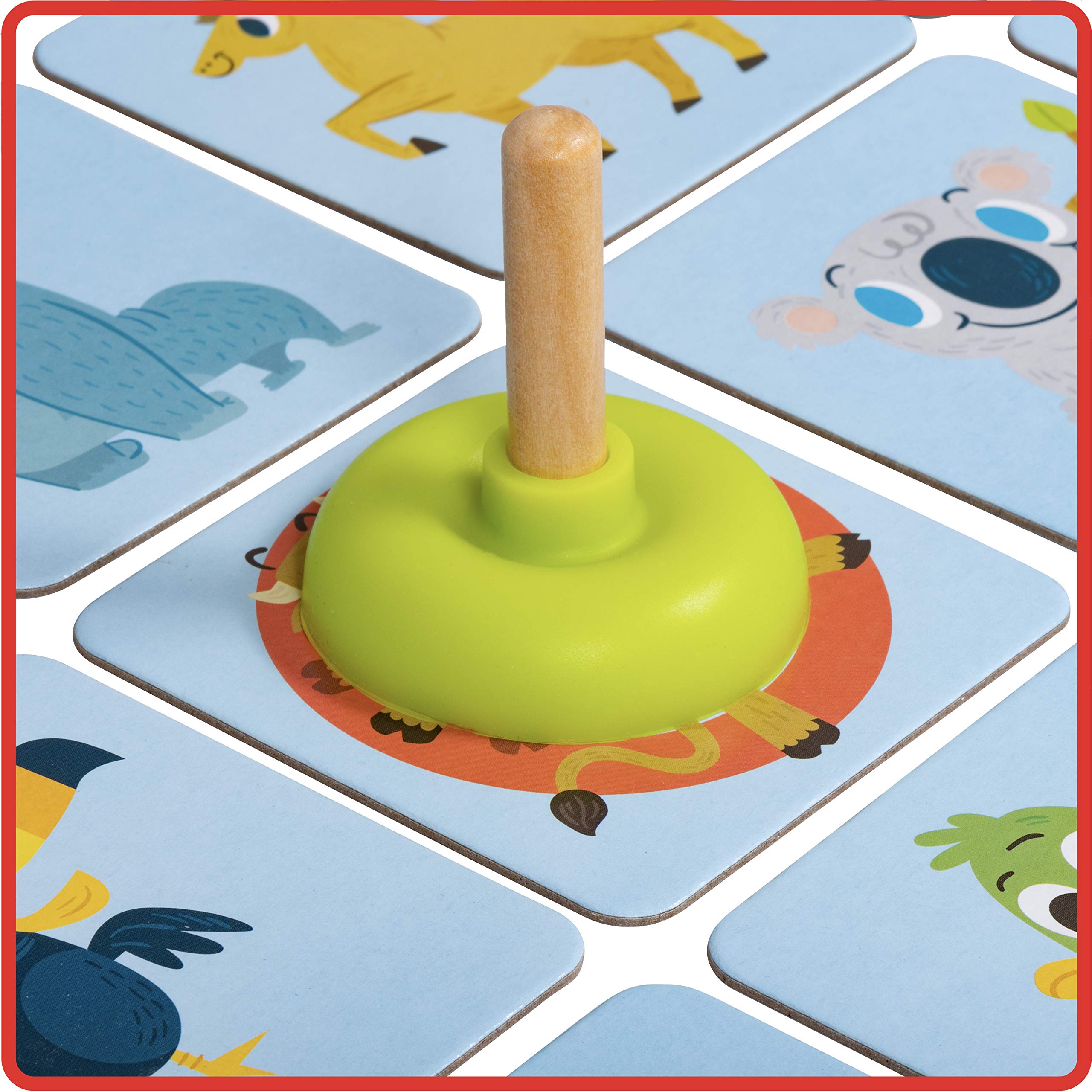 ROO GAMES Bull’s Eye - Fast-Paced Animal Matching Game - for Ages 3+ - Flip A Card, Plunge The Match and Win!