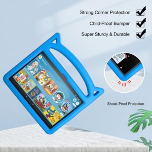 Fire HD 8 Tablet Case,Fire 8 Plus Tablet Case(Fits 12th/10th Generation, 2022/2020 Release),SHREBORN Lightweight Shockproof Cover with Stand Handle for All-New Amazon Kindle Fire HD 8 Kids Tablet-Blue