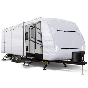 leader accessories upgrade 210d 20'-22' l travel trailer rv cover with adhesive repair patch, ripstop diamond camper cover