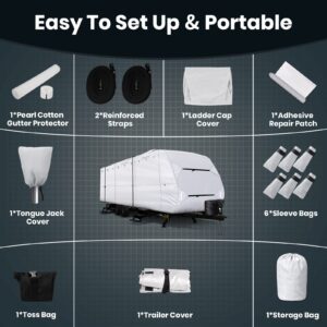 Leader Accessories Upgrade 210D 20'-22' L Travel Trailer RV Cover with Adhesive Repair Patch, Ripstop Diamond Camper Cover