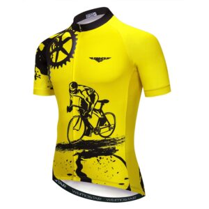 JPOJPO Men's Cycling Jersey Bicycle Short Sleeved Bike Clothing,Quick-Dry Yellow