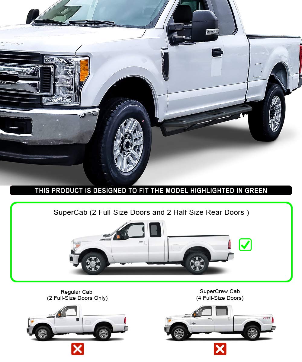 HD Ridez Pocket Drop Steps Armor Compatible with Ford F250 F350 Super Duty 1999-2016 Extended Cab (Side Steps Side Bars)