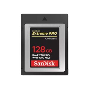 sandisk extreme pro 128gb cfexpress type-b memory card, 1700mb/s read, 1200mb/s write
