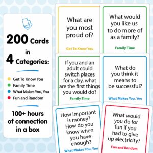 200 Family Conversation Cards - Put Down The Phones & Connect with Family - Get to Know Each Other Better with Meaningful Talk - Let Kids Express Themselves, Great for Dinner Table & Road Trips