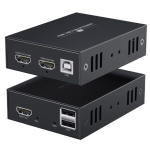 hdmi kvm usb extender 1080p over cat5e/6 ethernet cable 50m (164ft) for mouse and keyboard control remote signals
