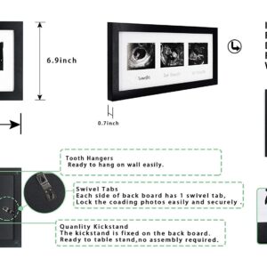 IHEIPYE Triple Sonogram Pregnancy Frame – Baby Ultrasound Picture Frame with Story for Expecting Parents, Baby Shower Frame, Baby Grow Through All Three Trimesters Frame, Nursery Decor, Black