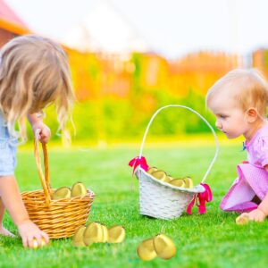 The Dreidel Company Golden Easter Eggs Metallic Gold, Goodie Basket Prize, Eggs are Hinged, 2.38" Inch (12-Pack)