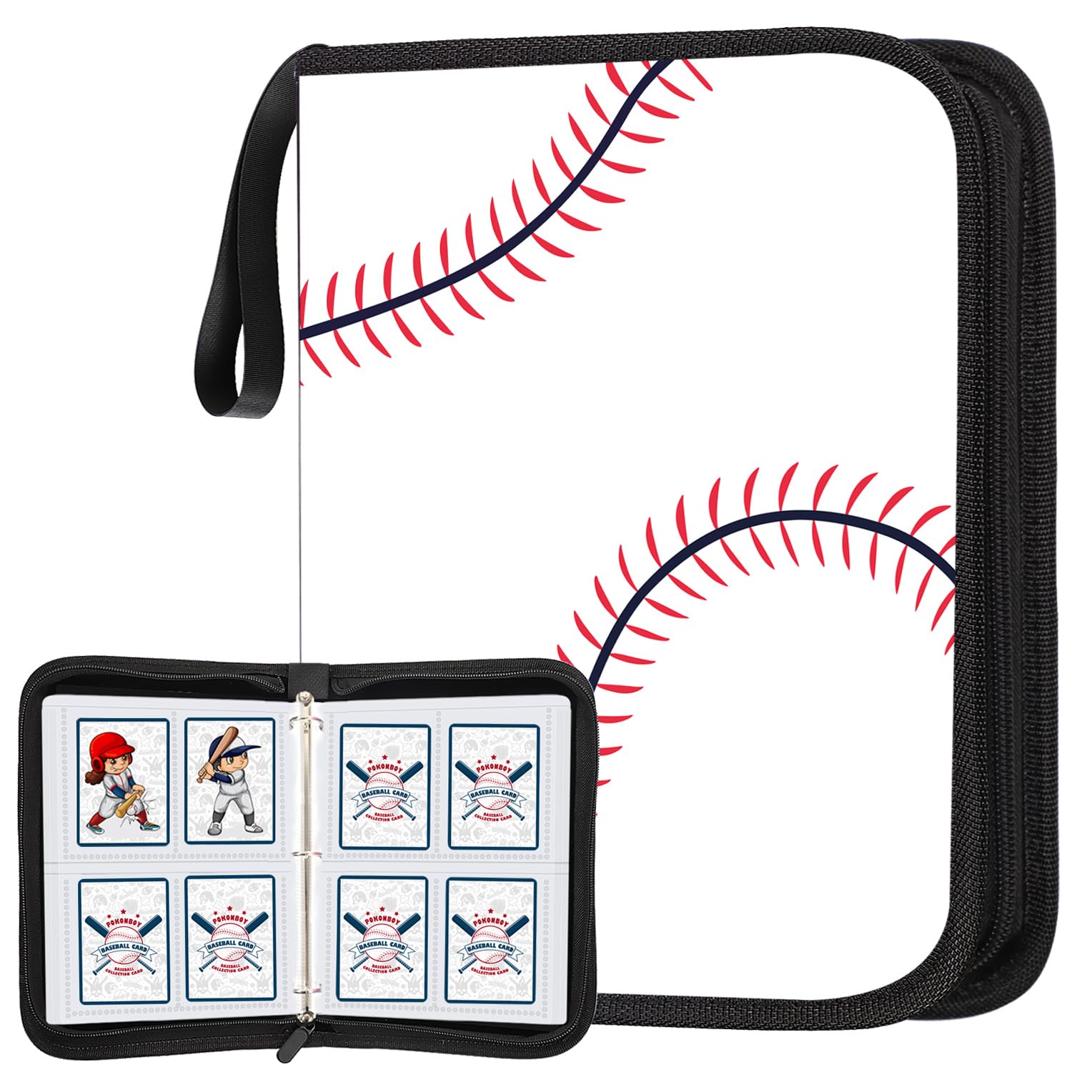 POKONBOY Baseball Card Binder Sleeves for Trading Cards, Baseball Card Sleeves Card Holder Protectors Set for Football Cards and Sports Cards (Holds Up to 400)