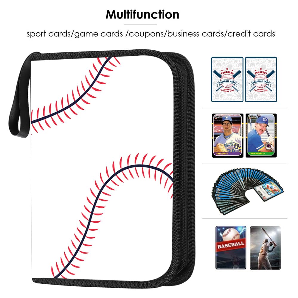 POKONBOY Baseball Card Binder Sleeves for Trading Cards, Baseball Card Sleeves Card Holder Protectors Set for Football Cards and Sports Cards (Holds Up to 400)