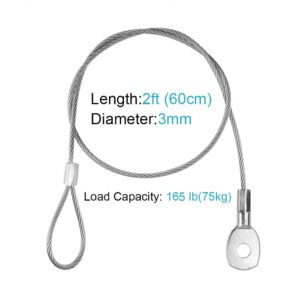 10 PCS 24" Braided Stainless Steel Security Cable Max.Load 165lb Luggage Lock Safety Locking Cables, Eyelet 5/16"