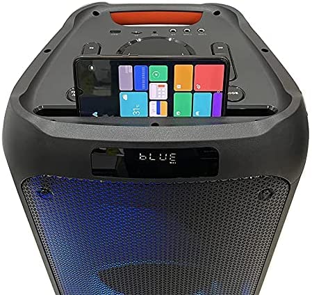 Portable Karaoke Speaker Karaoke Machine System 200 Watt Peak Power Bluetooth for Adults Kids PA Stereo with Dual 10 " Woofer, DJ Lights, 2 Wireless Mics, LCD Screen, Recording/MP3/USB/TF