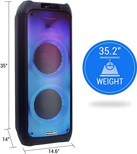 Portable Karaoke Speaker Karaoke Machine System 200 Watt Peak Power Bluetooth for Adults Kids PA Stereo with Dual 10 " Woofer, DJ Lights, 2 Wireless Mics, LCD Screen, Recording/MP3/USB/TF