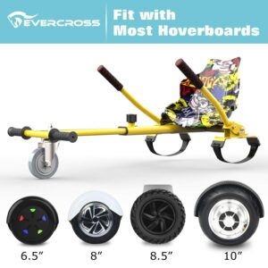 EVERCROSS Hoverboard Seat Attachment, New Gen Hoverboard Seat with Safety Brake System, Hoverboard Attachment with Adjustable Frame Length for 6.5" 8" 10" Hoverboard, Suitable for Kids & Adults