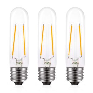 t10 led clear bulbs warm white 2700k led tubular edison light bulbs 4w dimmable tube vintage led bulbs 40 watt equivalent,e26 medium base, led filament retro bulb for desk lamp, pendant lights 3 pack