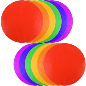 colorful rubber spot markers 12pcs,9 inch non slip floor dots sport with carrying bag,anti slip rubber,drills training soccer football basketball footwork kids school teaching marker field