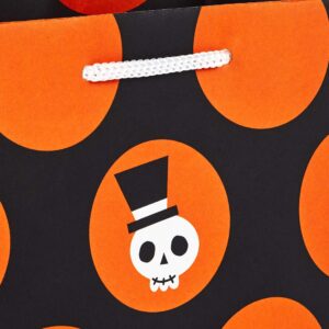 Hallmark Halloween Bag Bundle (8 Small Gift Bags, 2 Designs: Pumpkin and Stripes, Skull and Polka Dots) for Halloween Party Favors, Dinner Parties, Treats for Coworkers, Neighbors, Friends