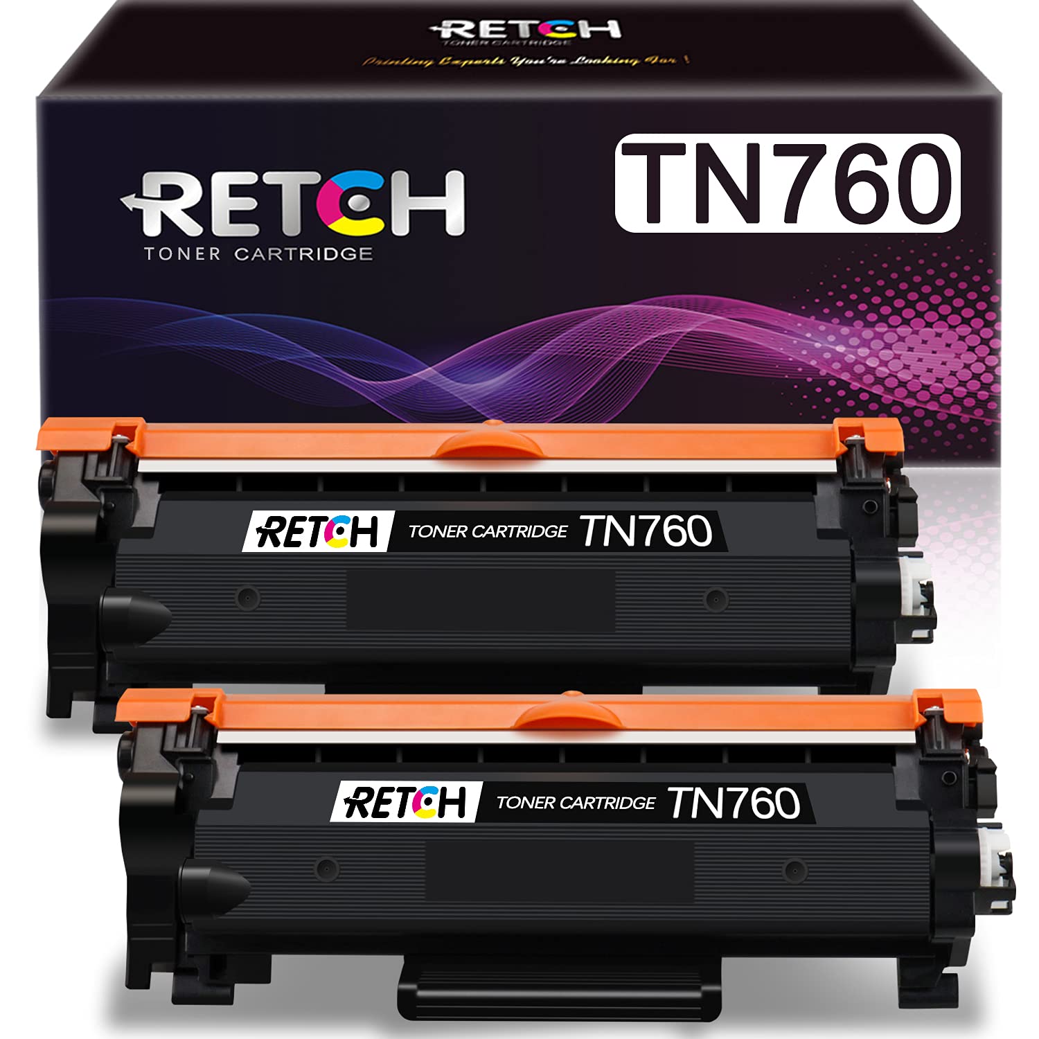 RETCH Compatible Toner Cartridge Replacement for Brother TN760 TN-760 TN730 to Use with HL-L2350DW HL-L2395DW HL-L2390DW HL-L2370DW MFC-L2750DW MFC-L2710DW DCP-L2550DW Printer (Black,2 Pack)