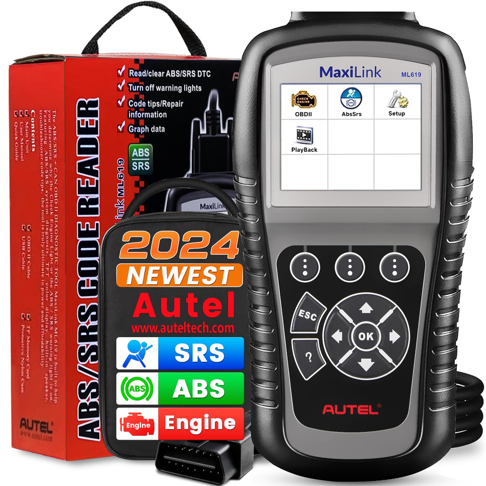 Autel MaxiLink ML529 (Upgraded Ver. of AL519) Code Reader with Lifetime Software Update, AutoVIN for Quick DTC, Turning Off Vehicle Engine/Emission Light, OBDII Scanner with One-Click Smog Check