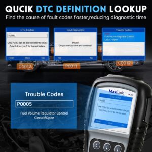 Autel MaxiLink ML529 (Upgraded Ver. of AL519) Code Reader with Lifetime Software Update, AutoVIN for Quick DTC, Turning Off Vehicle Engine/Emission Light, OBDII Scanner with One-Click Smog Check