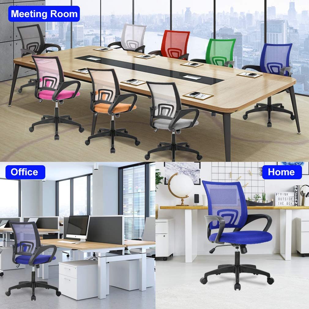 Office Chair Desk Chair Mesh Computer Chair with Lumbar Support Modern Executive Adjustable Chair Task Rolling Swivel Ergonomic Chair for Women Adults(Blue)