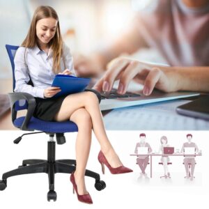 Office Chair Desk Chair Mesh Computer Chair with Lumbar Support Modern Executive Adjustable Chair Task Rolling Swivel Ergonomic Chair for Women Adults(Blue)