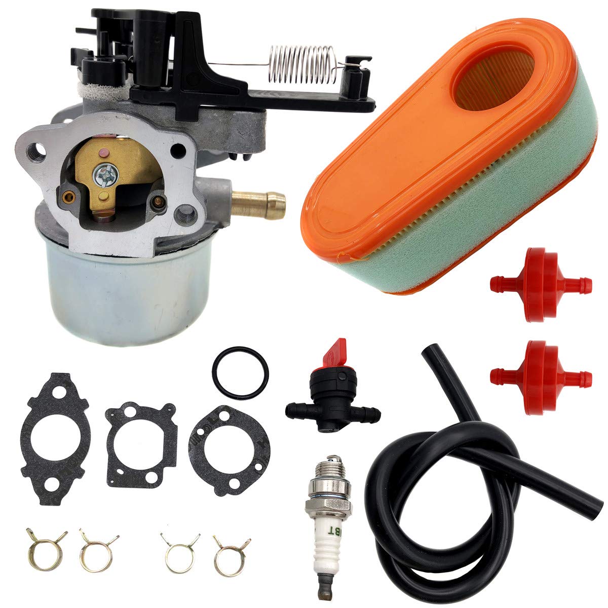 spartshome Carburetor Replacement for 796608 Fit for Briggs and Stratton 11P902 111P02 Engine with 795066 Air Filter,for Husqvarna 775EX Lawn Mower Carb Replace for 593599 591137 595390 590948 798938