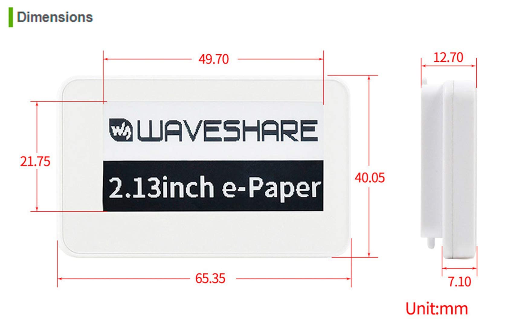 waveshare 2.13 inch Passive NFC-Powered e-Paper,250×122 Pixel, No Battery Required No Messy Wiring Novel Passive NFC Tech Wireless Powering & Data Transfer APP Provided