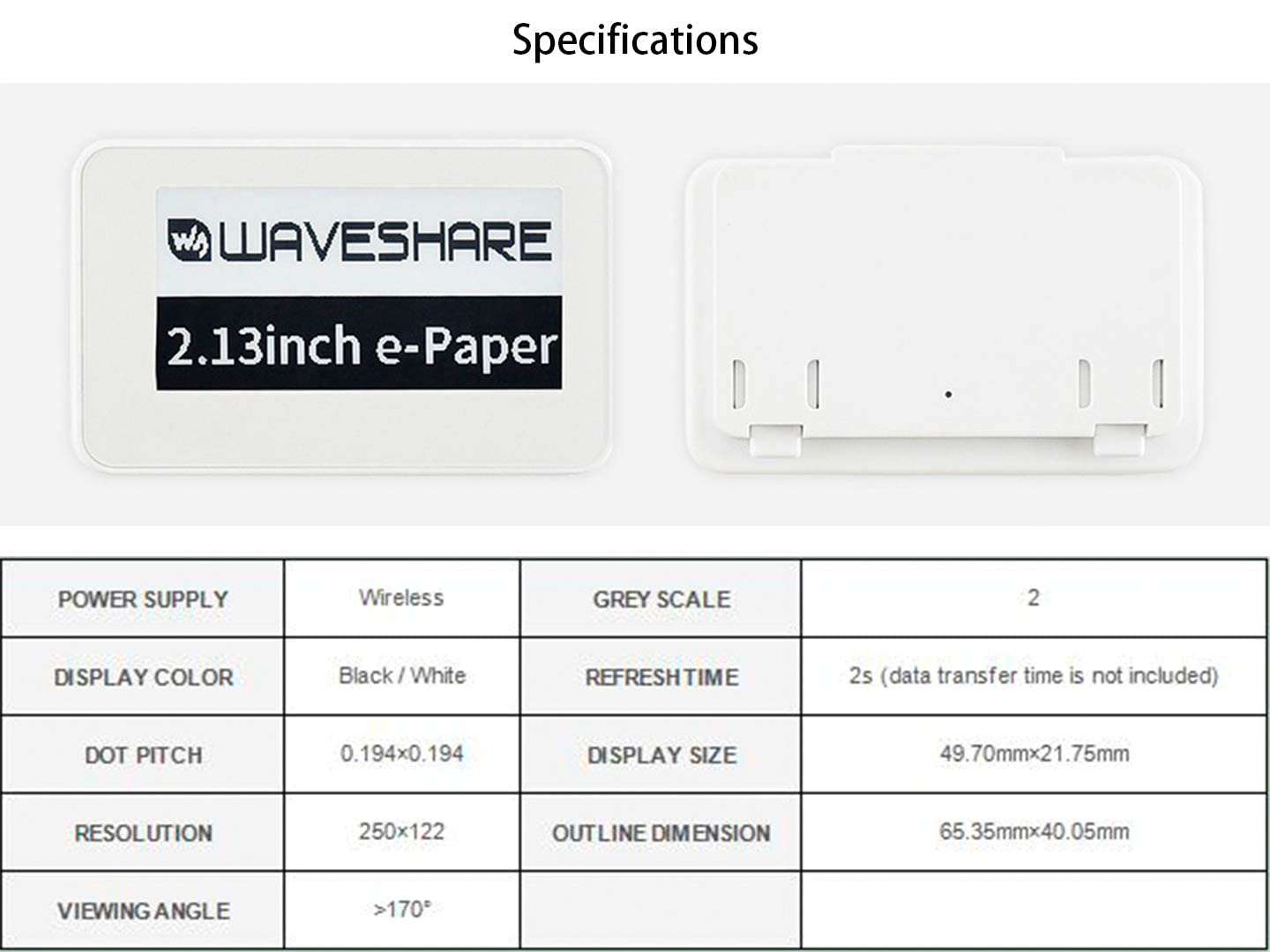 waveshare 2.13 inch Passive NFC-Powered e-Paper,250×122 Pixel, No Battery Required No Messy Wiring Novel Passive NFC Tech Wireless Powering & Data Transfer APP Provided