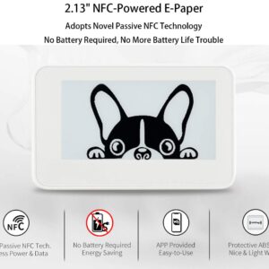 waveshare 2.13 inch Passive NFC-Powered e-Paper,250×122 Pixel, No Battery Required No Messy Wiring Novel Passive NFC Tech Wireless Powering & Data Transfer APP Provided