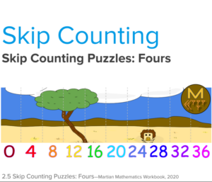 skip counting puzzles: fours