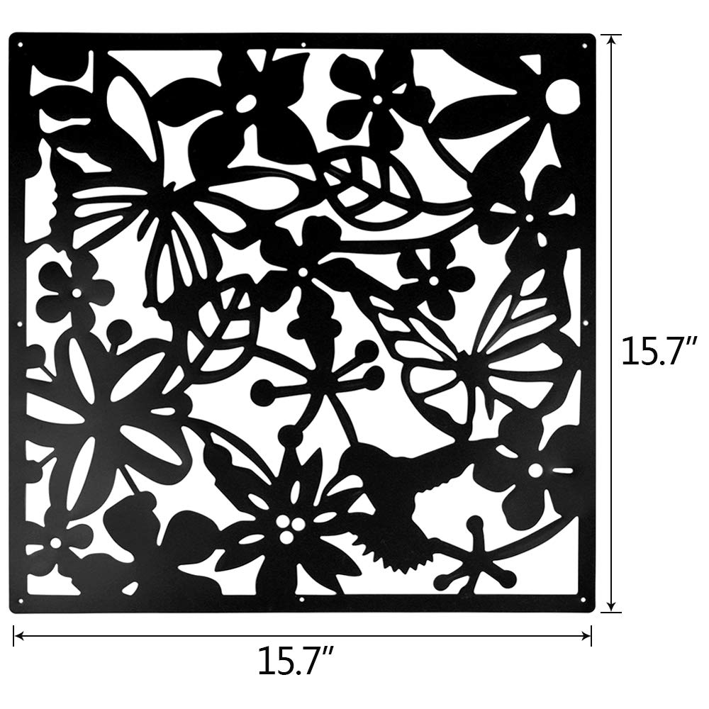 ANMINY 24 PCS Hanging Room Divider Flower Carving Pattern Panels Decorative Wall Screen Panel Hollow Out Design for Living Dining Room Kitchen Bedroom Office Restaurant Home Hotel Decor - Black+White