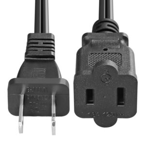 2 Pack Short US AC Power Extension Cable Cord SPT-2 16AWG/2C 125V 13A 2-Prong Polarized Male to Female Extension Cord for NEMA 1-15P to NEMA 1-15R 1FT