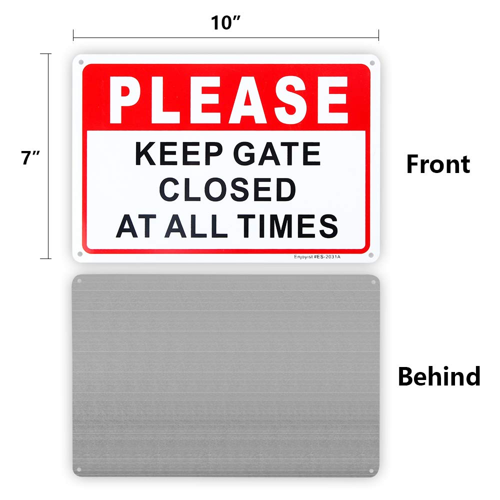 2-Pack Please Keep Gate Closed At All Times Sign 10"x 7" .04" Aluminum Reflective Sign Rust Free Aluminum-UV Protected and Weatherproof