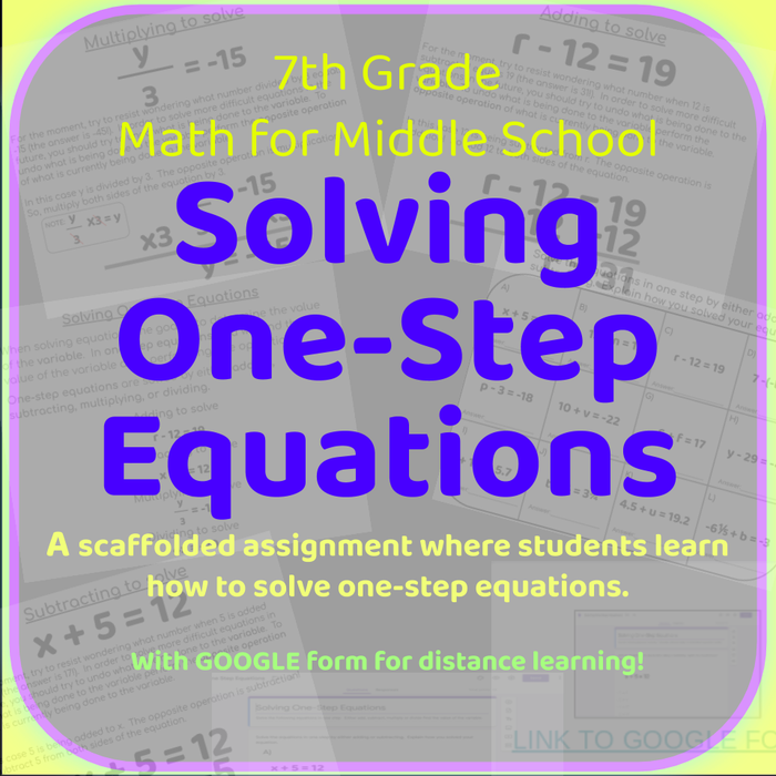 Solving One-Step Equations with GOOGLE FORM for Distance Learning