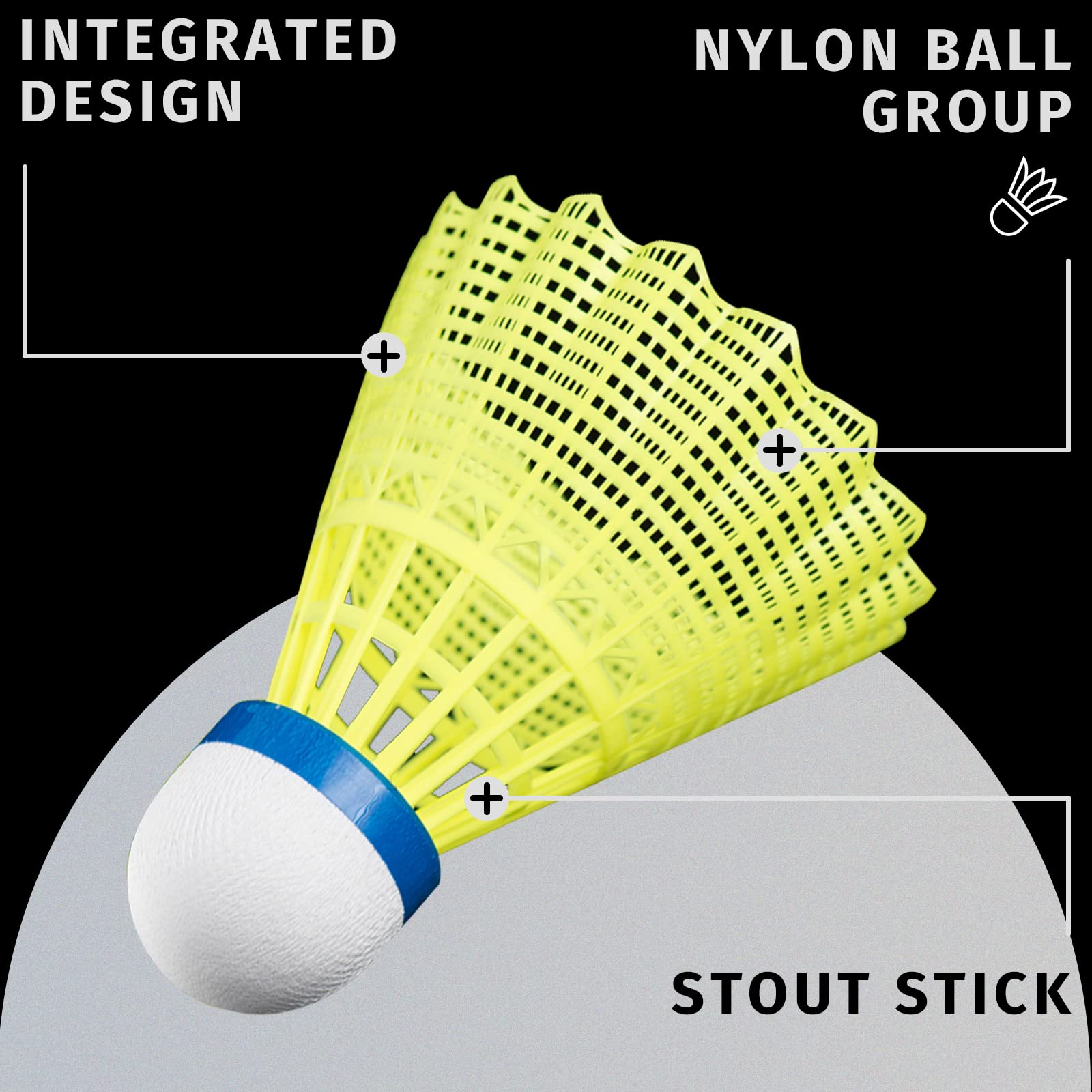 TEOZZO Badminton Birdies Shuttlecocks Nylon Pack of 12 Stable and Sturdy High Speed Shuttles for Indoor and Outdoor Training Sports