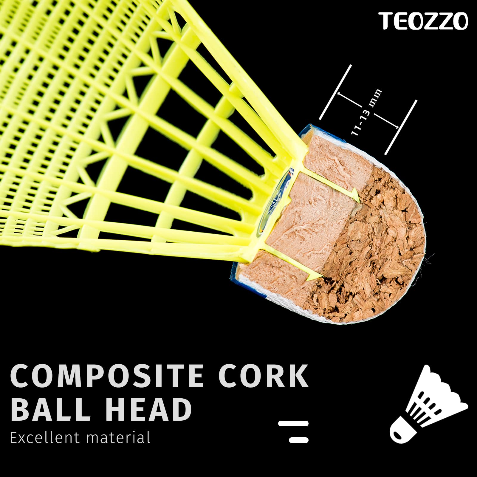 TEOZZO Badminton Birdies Shuttlecocks Nylon Pack of 12 Stable and Sturdy High Speed Shuttles for Indoor and Outdoor Training Sports