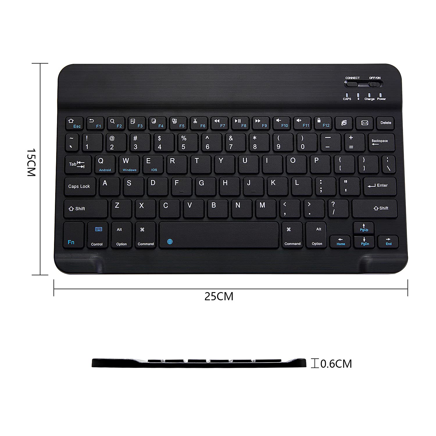 Ultra-Slim Bluetooth Keyboard Portable Mini Wireless Keyboard Rechargeable for Apple iPad iPhone Samsung Tablet Phone Smartphone iOS Android Windows (10 inch Black)