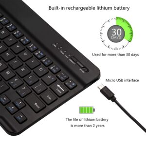 Ultra-Slim Bluetooth Keyboard Portable Mini Wireless Keyboard Rechargeable for Apple iPad iPhone Samsung Tablet Phone Smartphone iOS Android Windows (10 inch Black)