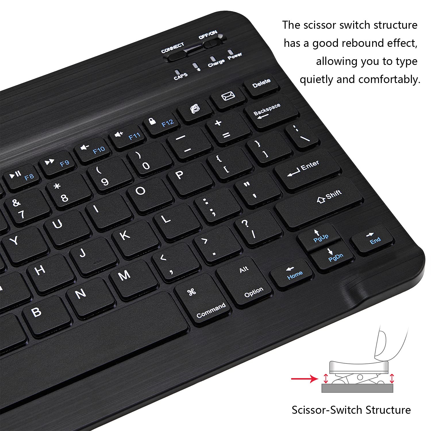 Ultra-Slim Bluetooth Keyboard Portable Mini Wireless Keyboard Rechargeable for Apple iPad iPhone Samsung Tablet Phone Smartphone iOS Android Windows (10 inch Black)