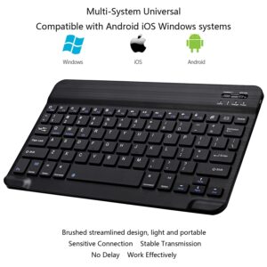 Ultra-Slim Bluetooth Keyboard Portable Mini Wireless Keyboard Rechargeable for Apple iPad iPhone Samsung Tablet Phone Smartphone iOS Android Windows (10 inch Black)