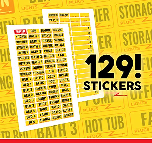 Linelax Circuit Breaker Box Labels – 129 Weatherproof Fuse Box Stickers