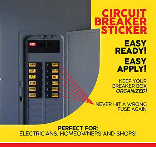 Linelax Circuit Breaker Box Labels – 129 Weatherproof Fuse Box Stickers