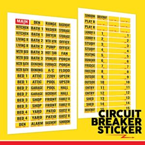 Linelax Circuit Breaker Box Labels – 129 Weatherproof Fuse Box Stickers