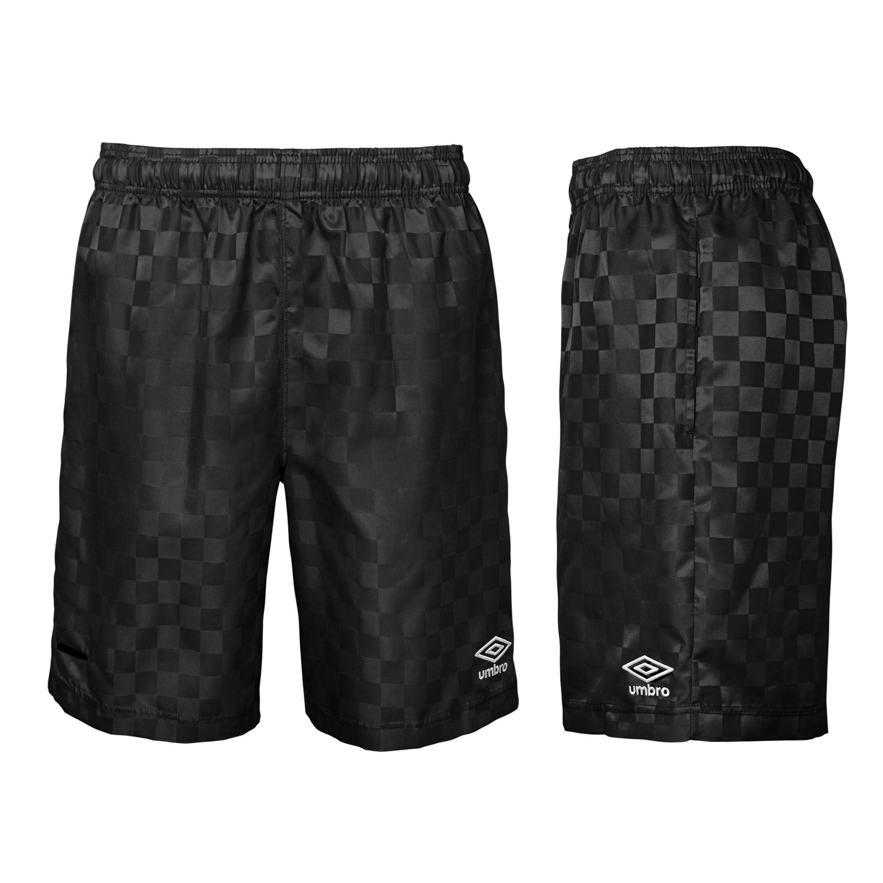 Umbro Boys Checkerboard (Youth) Short, Black Beauty/White, 10-12 US