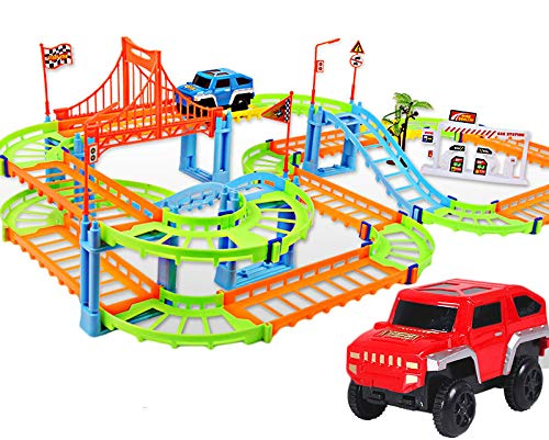 Race Tracks Toys for Kids Boys Girls Electric Car Create a Variety of Tracks 3 4 5 6 Year Old Boys Girls Best Gift (Colorful)