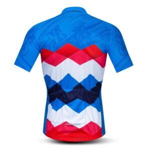 Men's Cycling Jersey Short Sleeve Bike Shirt Riding Tops Outdoor MTB Bicycle Clothing L Blue Red