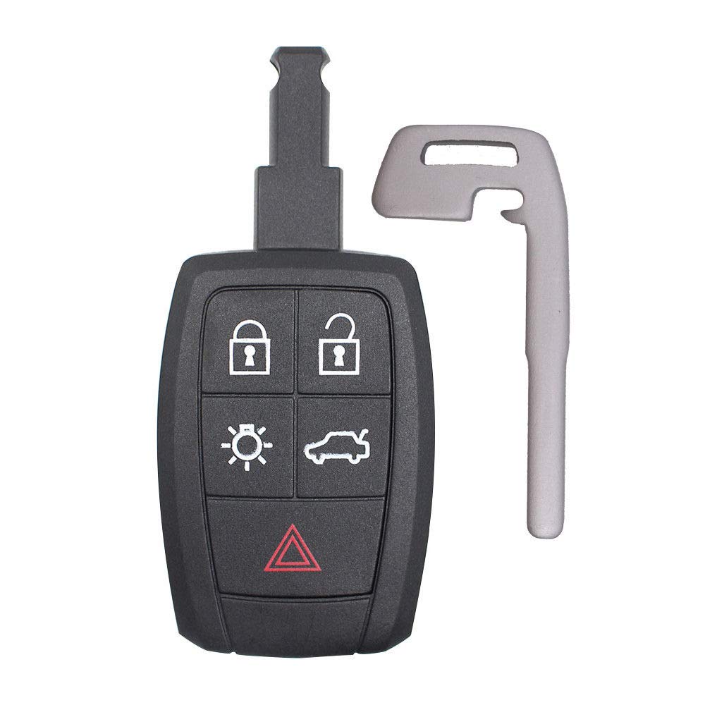 Keymall keyless Entry Replacement Remote Key Shell Case Blank 5B Fob for Volvo C30 C70 V50 S40 FCC ID: KR55WK49259