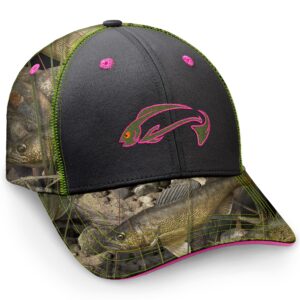 fishouflage walleye womens fishing hat - perfect catch camo hat