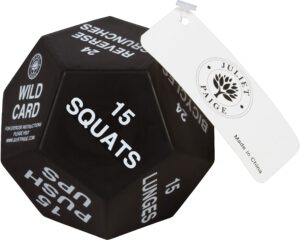 exercise dice cube for fitness, gym workouts, wod, home bodyweight hiit, and adult sports training - 3 inches in diameter - 12 sided (white (intermediate))