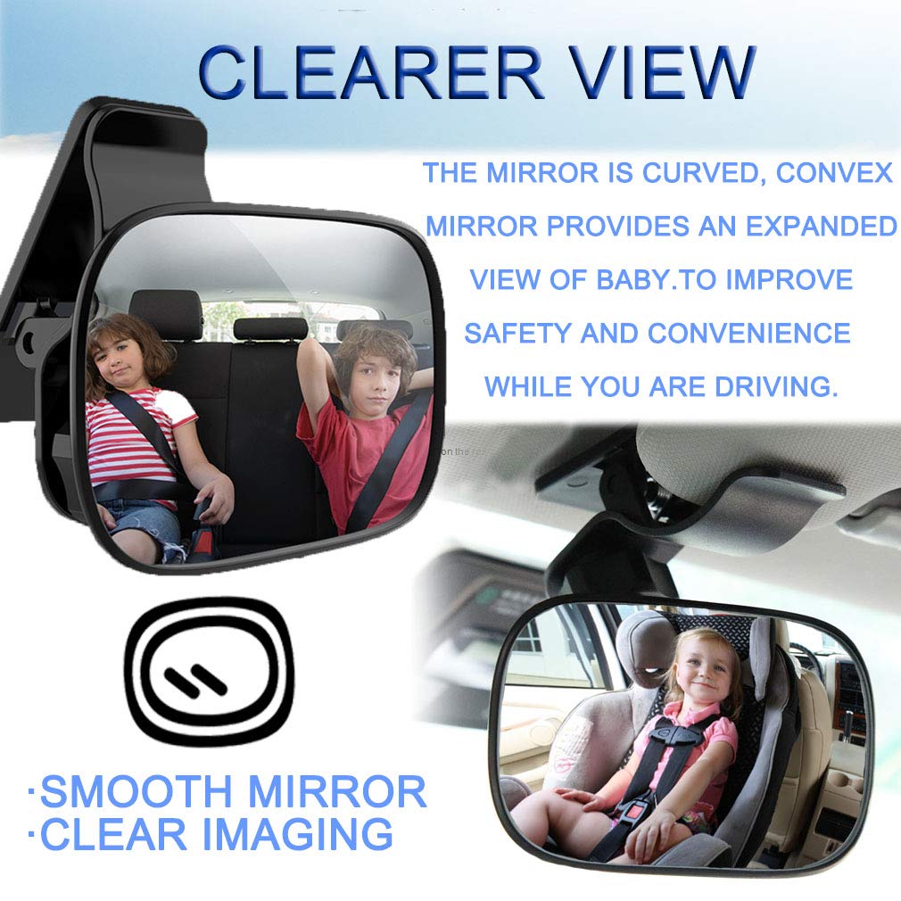 JONMON Automotive Interior Rearview Baby Mirror - Car Small Clip-On Adjustable Facing Back Rear View Seat Convex Mirror Clip on Car or Truck Sun Visor